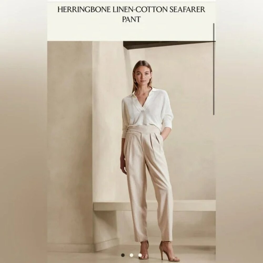 Banana Republic Herringbone Linen-Cotton Seafarer Pant 2P